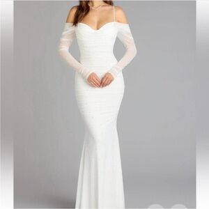 Windsor White Long Sleeve Off-Shoulder Dress